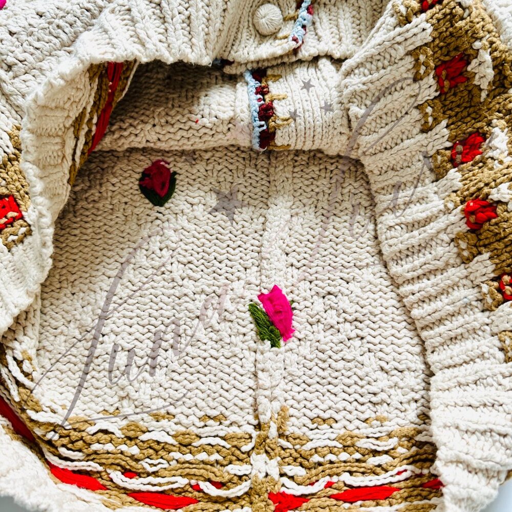 FREE PEOPLE Rosebud Cardigan Knit Embroidered Sweater (size S) NWOT - Picture 8 of 14